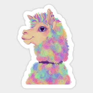 Pastel heart-eyed llama Sticker